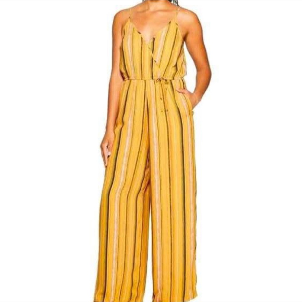Xhilaration yellow stripe jumpsuit, size XL